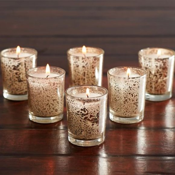 Mercury Glass Votive Holder Candles Farmhouse